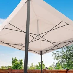 LifeGoods Partytent - 3x3 M - Easy Up - Opvouwbaar - Waterdicht - Draagtas Met Wieltjes - Beige -Optimaal Tuinmeubel Winkel 1200x1200 659
