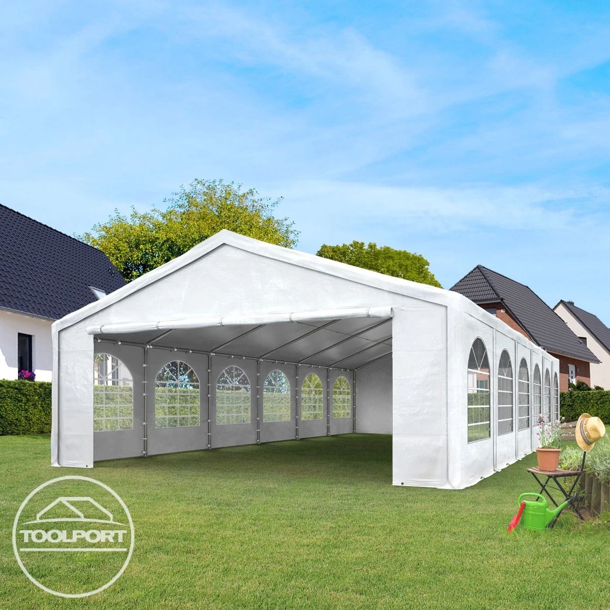 Hoogwaardige Partytent 3x6 M Van 240 G/m² PE Zeil Tuintent Feesttent Waterdicht In Wit 10 Hoogwaardige Partytent 3x6 M Van 240 G/m² PE Zeil Tuintent Feesttent Waterdicht In Wit - Afbeelding 10