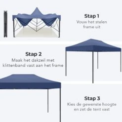LifeGoods Partytent - 3x4.5 M - Zijwanden - Easy Up - Opvouwbaar - Waterdicht - Draagtas Met Wieltjes - Donkerblauw -Optimaal Tuinmeubel Winkel 1200x1200 690