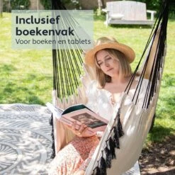 Vita5 XXL Hangstoel | Binnen&Buiten Hangnest | Incl. 2 Kussens En Boekenvak | Volwassenen&Kinderen | Hangmatstoel Tot 225kg | Beige -Optimaal Tuinmeubel Winkel 1200x1200 78
