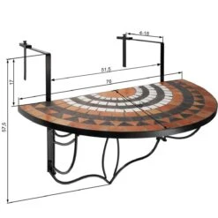Tectake - Balkontafel Mozaïek Klapbaar - 402774 -Optimaal Tuinmeubel Winkel 1200x1200 797