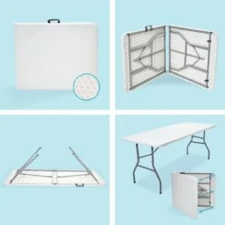 LifeGoods Klaptafel - Inklapbaar - 70x180cm - Verstelbare Vouwtafel - Weerbestendig - Wit -Optimaal Tuinmeubel Winkel 1200x1200 807