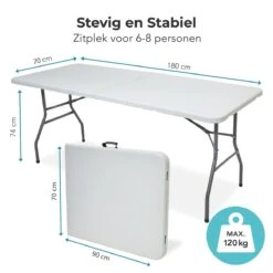 LifeGoods Klaptafel - Inklapbaar - 70x180cm - Verstelbare Vouwtafel - Weerbestendig - Wit -Optimaal Tuinmeubel Winkel 1200x1200 808