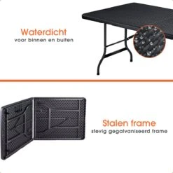 Lenx Klaptafel - Inklapbare Tafel - Opvouwbare Tuintafel - Vouwtafel - Inclusief Handvat En 2 Tafelkleden - 180x75x74cm - 6 Tot 8 Personen -Optimaal Tuinmeubel Winkel 1200x1200 832