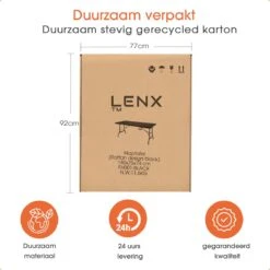 Lenx Klaptafel - Inklapbare Tafel - Opvouwbare Tuintafel - Vouwtafel - Inclusief Handvat En 2 Tafelkleden - 180x75x74cm - 6 Tot 8 Personen -Optimaal Tuinmeubel Winkel 1200x1200 835