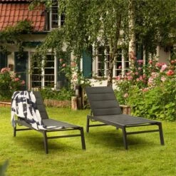 Blumfeldt Renazzo Lounge Ligstoel - Ligbed Voor De Tuin - Aluminium Tuinstoel - 6 Standen - Waterafstotend - Bekleding Van 70 % Pvc En 30 % Polyetheen - Zwart -Optimaal Tuinmeubel Winkel 1200x1200 84