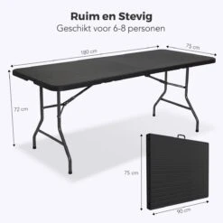 LifeGoods Klaptafel - Inklapbaar - 180 Cm - 6 Tot 8 Personen - Zwart -Optimaal Tuinmeubel Winkel 1200x1200 846