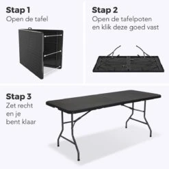 LifeGoods Klaptafel - Inklapbaar - 180 Cm - 6 Tot 8 Personen - Zwart -Optimaal Tuinmeubel Winkel 1200x1200 848