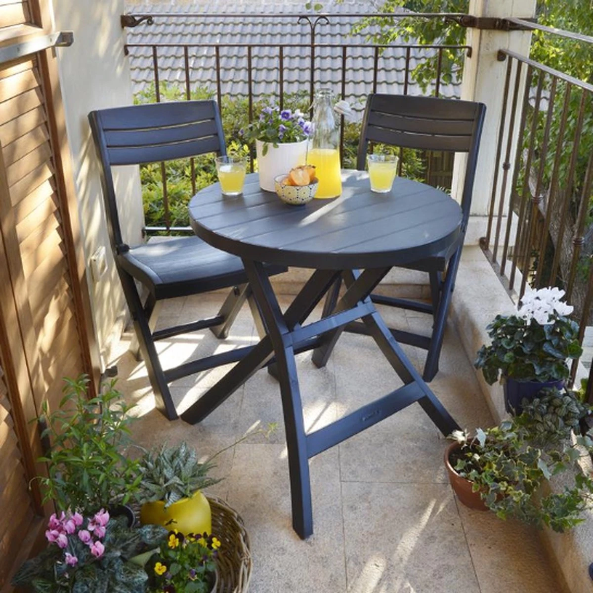 Allibert - Tuintafel - Oregon - Ø 70 Cm - Kunststof - Opklapbaar 2 Allibert - Tuintafel - Oregon - Ø 70 Cm - Kunststof - Opklapbaar - Afbeelding 2