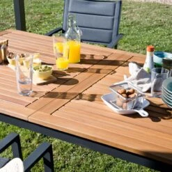 NATERIAL - Uitschuifbare Tuintafel ORIS - Uitschuifbare Tafel Voor 6 Tot 8 Personen - 180-240x100 Cm - Aluminium - Hout Eucalyptus -Optimaal Tuinmeubel Winkel 1200x1200 894