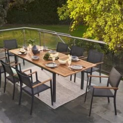 NATERIAL - Uitschuifbare Tuintafel ORIS - Uitschuifbare Tafel Voor 6 Tot 8 Personen - 180-240x100 Cm - Aluminium - Hout Eucalyptus -Optimaal Tuinmeubel Winkel 1200x1200 897
