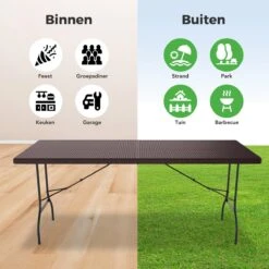 LifeGoods Klaptafel - Inklapbaar - 180 Cm - 6 Tot 8 Personen - Bruin -Optimaal Tuinmeubel Winkel 1200x1200 936
