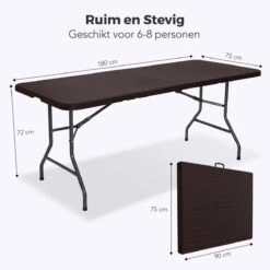 LifeGoods Klaptafel - Inklapbaar - 180 Cm - 6 Tot 8 Personen - Bruin -Optimaal Tuinmeubel Winkel 1200x1200 937