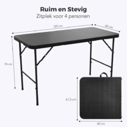 LifeGoods Klaptafel - Inklapbaar - 120 Cm - 4 Personen - Zwart -Optimaal Tuinmeubel Winkel 1200x1200 946