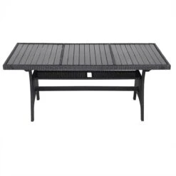 Casaria Polyrattan Tuintafel - WPC Tafelblad 190x90x74 Cm – Zwart -Optimaal Tuinmeubel Winkel 1200x1200 954