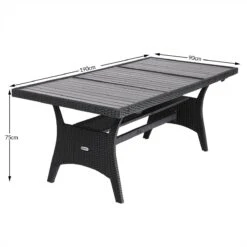 Casaria Polyrattan Tuintafel - WPC Tafelblad 190x90x74 Cm – Zwart -Optimaal Tuinmeubel Winkel 1200x1200 957