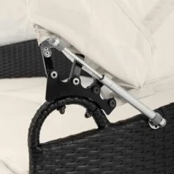 Casaria Polyrattan Zonne-Eiland Ø185cm – Incl. Kussens - Zwart Crème -Optimaal Tuinmeubel Winkel 1200x1200 969