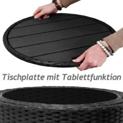 Casaria Polyrattan Zonne-Eiland Ø185cm – Incl. Kussens - Zwart Crème -Optimaal Tuinmeubel Winkel 1200x1200 974