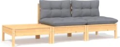 VidaXL 3-delige Loungeset Met Grijze Kussens Massief Grenenhout -Optimaal Tuinmeubel Winkel 1200x476 1