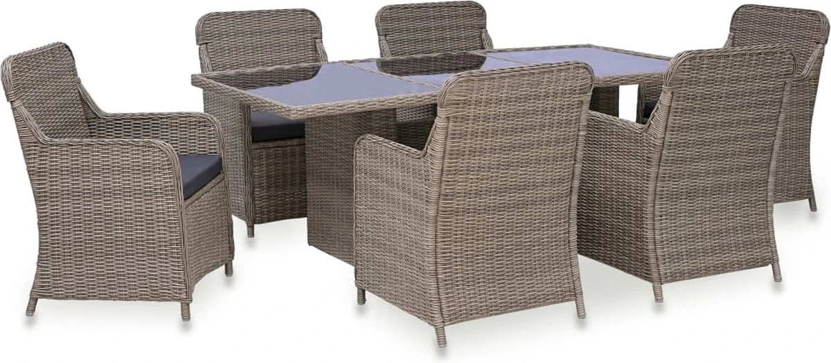 VidaXL 7-delige Tuinset Poly Rattan Zwart 11 VidaXL 7-delige Tuinset Poly Rattan Zwart - Afbeelding 11