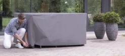 Weersbestendige Beschermhoes Tuinset | 245 X 150 X 95 Cm | Premium | Waterproof | TÜV Rheinland Gecertificeerd | Hoes Voor Tuin | Waterdicht | Solution Dyed (verkleuring Onmogelijk) | Grijs / Antraciet -Optimaal Tuinmeubel Winkel 1200x541