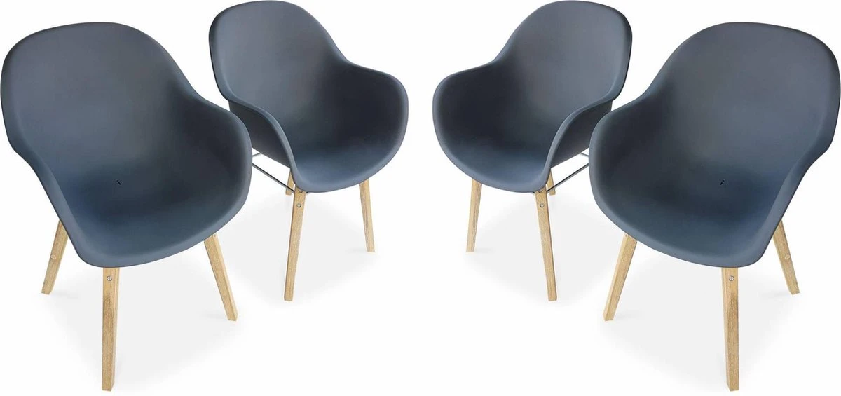 Alice's Garden Kuipstoelen CELEBES - Set Van 4 - Acacia En Kunststof - Grijs 1 Alice's Garden Kuipstoelen CELEBES - Set Van 4 - Acacia En Kunststof - Grijs