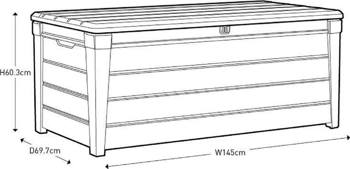 Keter Brushwood Opbergbox - Kussenbox - 455L - 145x69,7x60,3cm - Taupe 3 Keter Brushwood Opbergbox - Kussenbox - 455L - 145x69,7x60,3cm - Taupe - Afbeelding 3