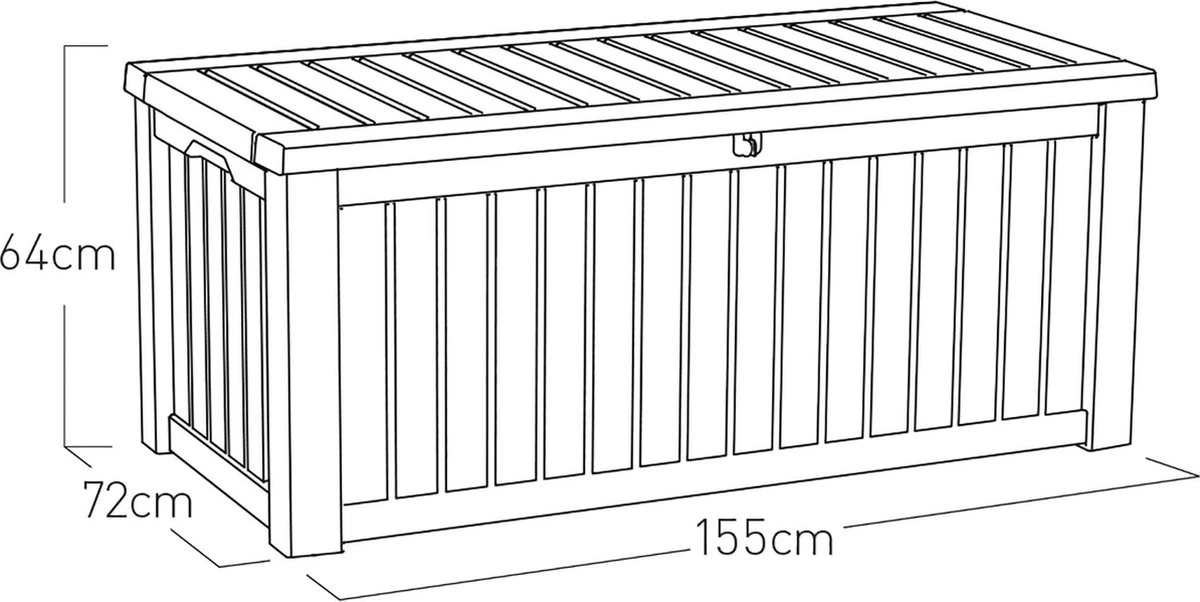 Keter Rockwood Opbergbox - 570L - 155x72.4x64.4cm - Grafiet 8 Keter Rockwood Opbergbox - 570L - 155x72.4x64.4cm - Grafiet - Afbeelding 8