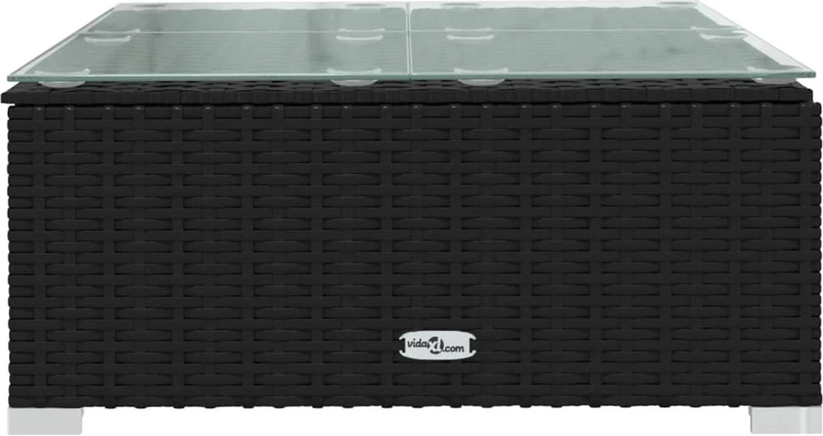 VidaLife Tuintafel 60x60x30 Cm Poly Rattan En Glas Zwart 3 VidaLife Tuintafel 60x60x30 Cm Poly Rattan En Glas Zwart - Afbeelding 3