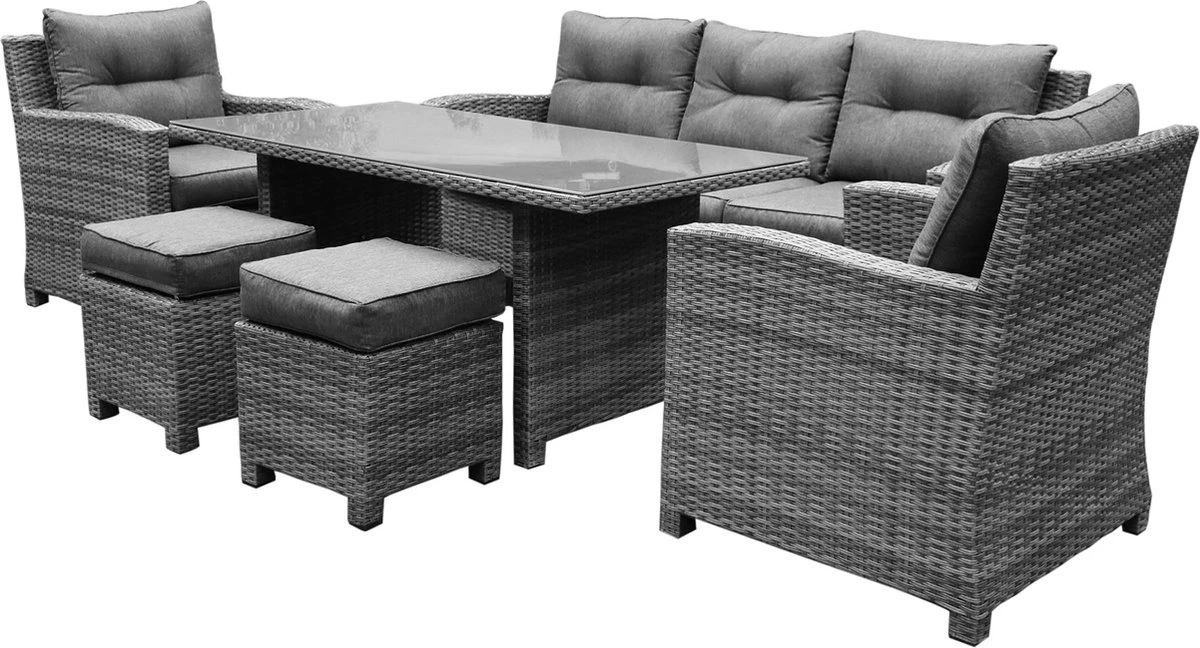 New Castle Stoel-bank Dining Loungeset 6-delig Antraciet 1 New Castle Stoel-bank Dining Loungeset 6-delig Antraciet