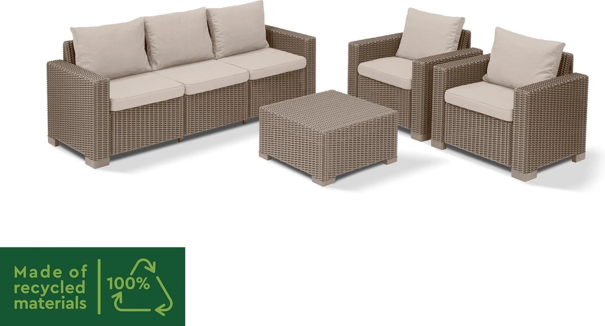 Allibert California Loungeset - 5 Personen - Cappuccino 4 Allibert California Loungeset - 5 Personen - Cappuccino - Afbeelding 4