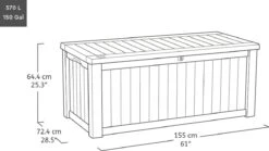 Keter Westwood Opbergbox - 570 L - 155x72.4x64.4 Cm - Grafiet -Optimaal Tuinmeubel Winkel 1200x673