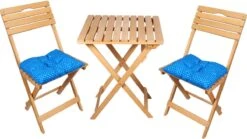 SiRaC - Houten Tuinset - Balkonset - 3-delig - Met Paarse Kussens - Natuurlijke Hout - Balkon Meubelen - 2 Persoons Balkonset - Twee Stoelen En Bijzettafel - Hout