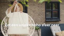 Vita5 Macramé Hangstoel - Voor Binnen En Buiten - Zonder Standaard - Incl. Kussen, Boekenvak En Beschermhoes - Tot 150kg - Zwart 23 Vita5 Macramé Hangstoel - Voor Binnen En Buiten - Zonder Standaard - Incl. Kussen, Boekenvak En Beschermhoes - Tot 150kg - Zwart -Optimaal Tuinmeubel Winkel 1200x675