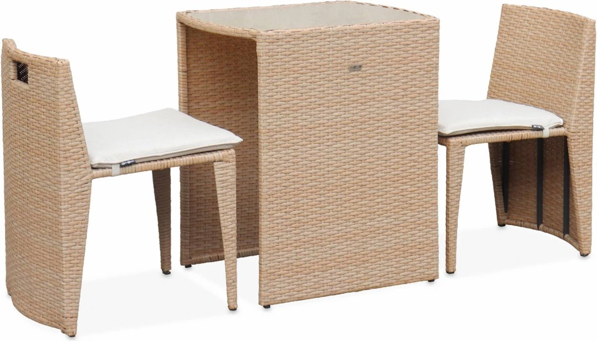 Alice's Garden Balkonset Doppio - 2 Stoelen - Inschuifbaar - Wicker - Beige 5 Alice's Garden Balkonset Doppio - 2 Stoelen - Inschuifbaar - Wicker - Beige - Afbeelding 5