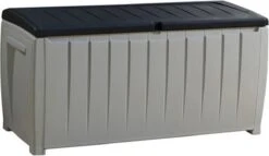 Keter Novel Opbergbox - 340L - 124x55x62.5cm - Grijs -Optimaal Tuinmeubel Winkel 1200x696 1