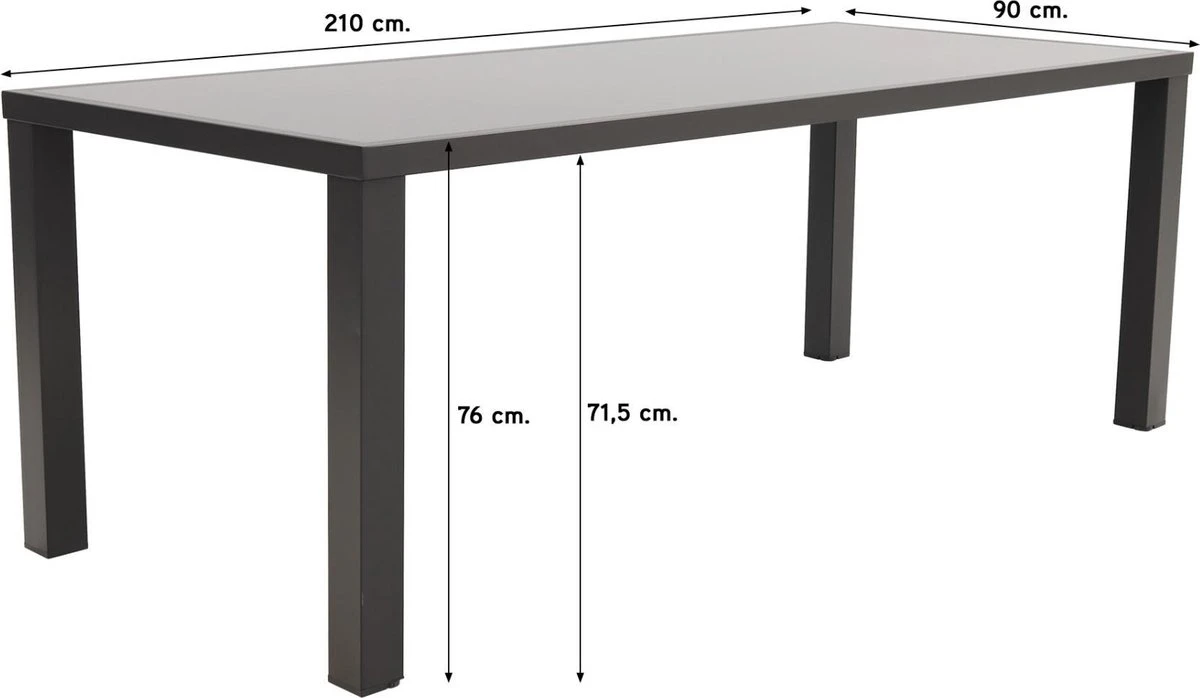 Alma Tuintafel Antraciet - 210 X 90 Cm. 2 Alma Tuintafel Antraciet - 210 X 90 Cm. - Afbeelding 2