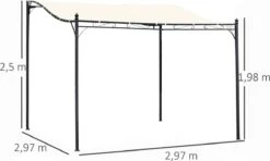Outsunny Pergola Partytent Paviljoen Overkapping Tent Metaal Crème 297x297 Cm 84C-038 -Optimaal Tuinmeubel Winkel 1200x717 3