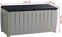 Keter Novel Opbergbox - 340L - 124x55x62.5cm - Grijs -Optimaal Tuinmeubel Winkel 1200x718 1