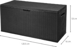 Verrijdbare Tuinkussen Opbergbox - Rattan Look - Zwart - 350 Liter -Optimaal Tuinmeubel Winkel 1200x733 2