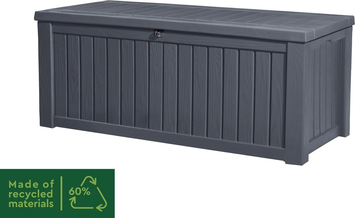 Keter Rockwood Opbergbox - 570L - 155x72.4x64.4cm - Grafiet 4 Keter Rockwood Opbergbox - 570L - 155x72.4x64.4cm - Grafiet - Afbeelding 4