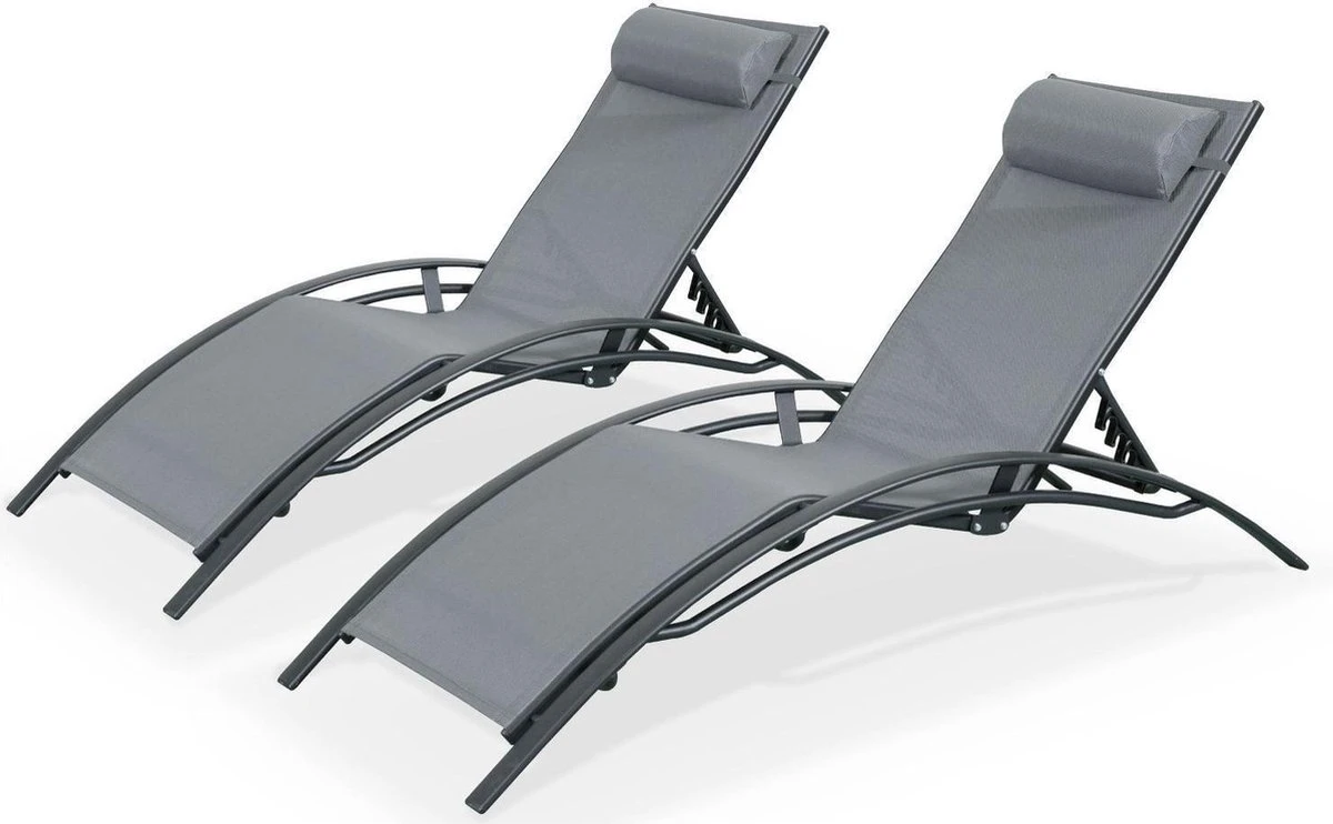Alice's Garden Louisa Ligstoelen - Aluminium/Textileen - 1,67 M - Antraciet/Grijs 1 Alice's Garden Louisa Ligstoelen - Aluminium/Textileen - 1,67 M - Antraciet/Grijs