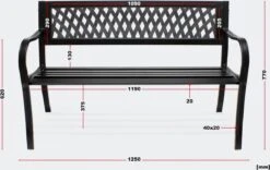 Tuinbank - Marijke -Tuinbankje - Tuinbank Metaal - Tuinbank Hout - Weersbestendig - 126 X 53 X 77 Cm -Optimaal Tuinmeubel Winkel 1200x759