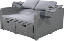 Polyrattan Patio Rieten Meubels Set Voor 2 Personen-Outdoor Rattan Sofa Set Met Intrekbare Luifel-lounge Bank-PE Rotan Loveseat Voor Achtertuin Veranda Tuin Zwembad Balkon-grijs -Optimaal Tuinmeubel Winkel 1200x761