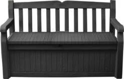 Keter Eden Garden Bench Opbergbank - 265L - 140x60x84cm - Zwart/Grijs -Optimaal Tuinmeubel Winkel 1200x763