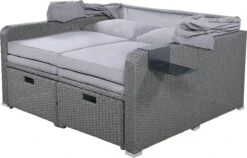 Polyrattan Patio Rieten Meubels Set Voor 2 Personen-Outdoor Rattan Sofa Set Met Intrekbare Luifel-lounge Bank-PE Rotan Loveseat Voor Achtertuin Veranda Tuin Zwembad Balkon-grijs -Optimaal Tuinmeubel Winkel 1200x769