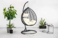 Hangstoel - Ei Stoel - Met Frame - Zwart Beige - Tot 125 Kg 11 Hangstoel - Ei Stoel - Met Frame - Zwart Beige - Tot 125 Kg -Optimaal Tuinmeubel Winkel 1200x780