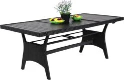 Casaria Polyrattan Tuintafel - WPC Tafelblad 190x90x74 Cm – Zwart -Optimaal Tuinmeubel Winkel 1200x783 11