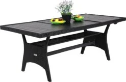 Casaria Polyrattan Tuintafel - WPC Tafelblad 190x90x74 Cm – Zwart -Optimaal Tuinmeubel Winkel 1200x784 1