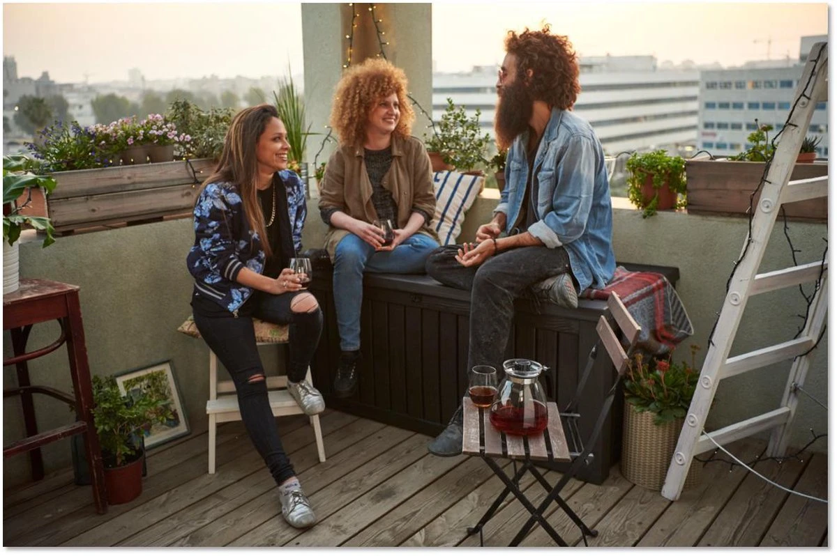 Keter Rockwood Opbergbox - 570L - 155x72.4x64.4cm - Grafiet 6 Keter Rockwood Opbergbox - 570L - 155x72.4x64.4cm - Grafiet - Afbeelding 6